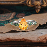 5 Prong Luxury Pear-Cut Citrine Engagement Ring